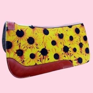 Showman 31" X 32" Sunflowers Solid Felt Leather Horse Western Saddle Pad